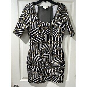Nikki Minaj Chain Body on Mesh Back Dress Size L Stretchy